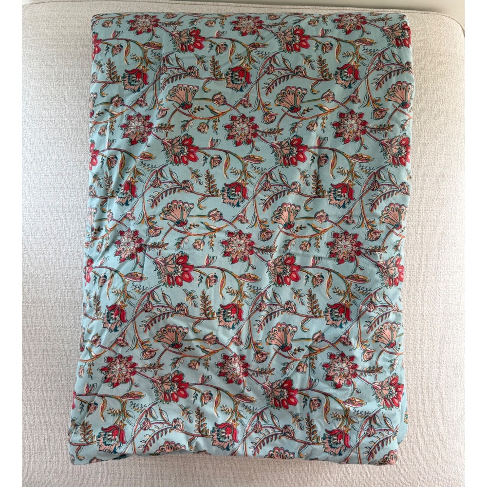 Threshold‎ Twin/XL Twin Comforter Blue Red Floral Design Reversible Cottage